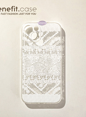 Benefit原创唯美白蕾丝17pro16适用15苹果13promax手机壳简约iphone12mini复古xsmax宫廷xr透明8plus少女 6s