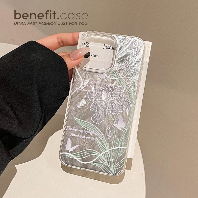 benefit唯美线条鸢尾花蝴蝶17适用于iphone16promax苹果15PRO手机壳13新款14套12个性11羽纱xsmax硅胶xr防摔,3C数码配件,手机保护套/壳,淘宝优惠券,粉丝福利购,淘宝优惠卷