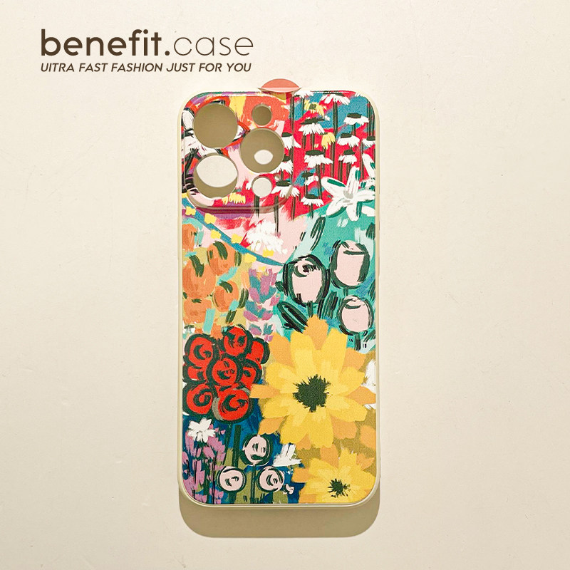 benefit艺术油画彩色繁花17适用于iphone16promax苹果15PRO手机壳13新款14套12创意11全包xsmax硅胶xr防摔8p,3C数码配件,手机保护套/壳,淘宝优惠券,粉丝福利购,淘宝优惠卷