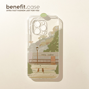Benefit北海道ins风油画17pro16适用15苹果13promax手机壳iphone12mini软14promax套11xsmax清新xr女8plus硅