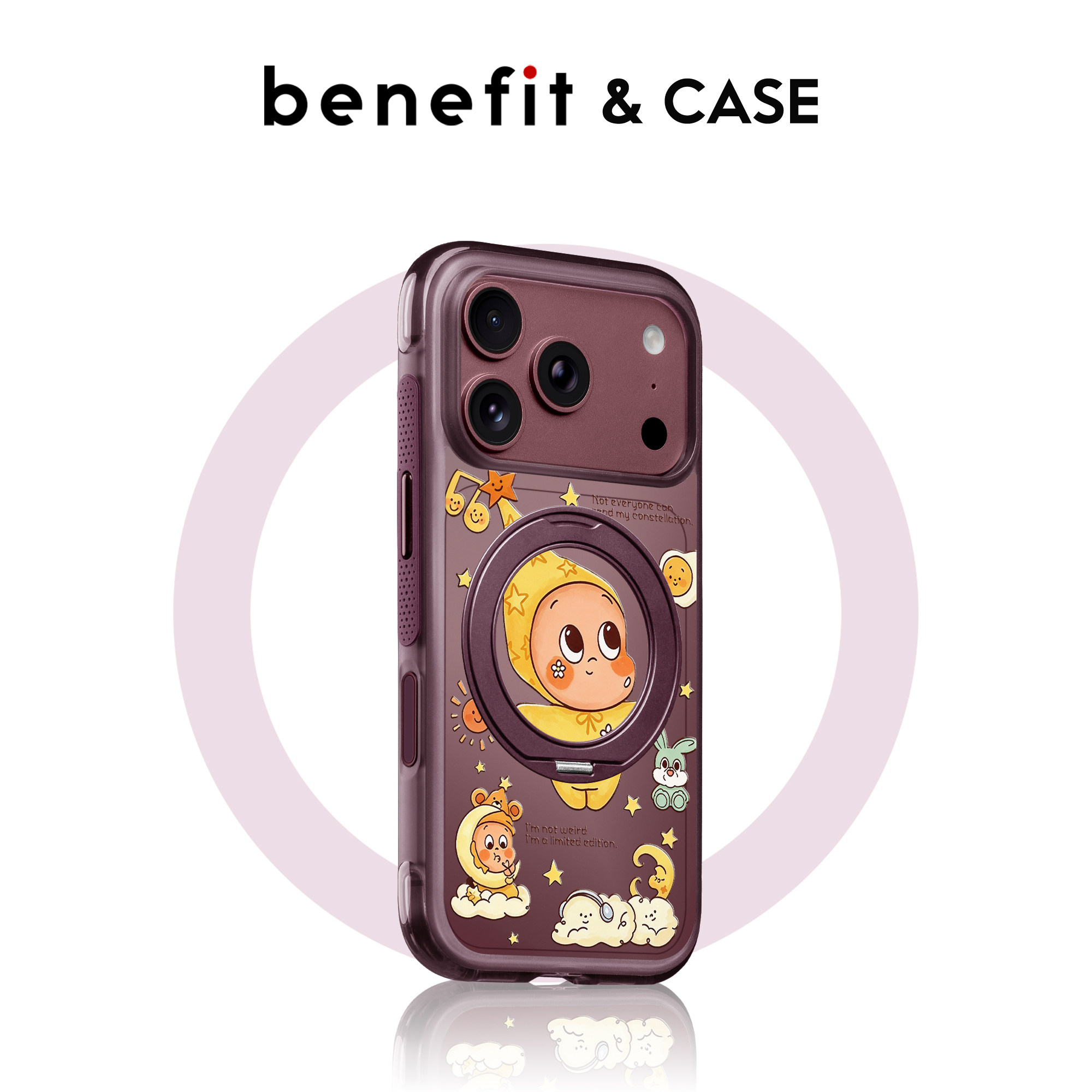 benefit勃艮第酒红童话星夜小人支点壳适用于iphone18promax手机壳磁吸旋转支架苹果17PRO新款16pro防摔15pro