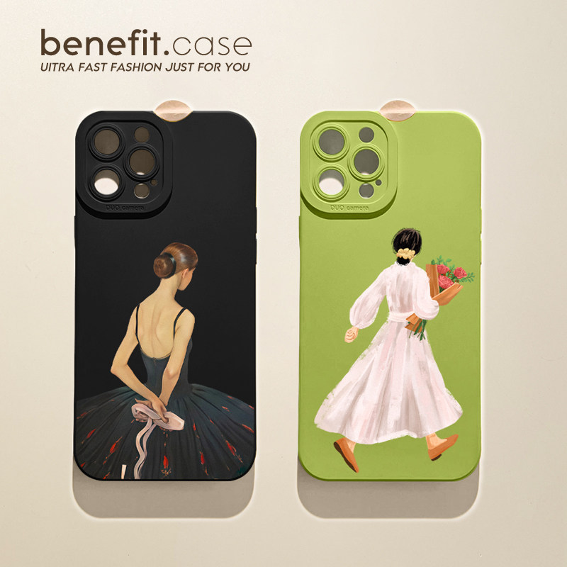 benefit黑色高级感芭蕾舞女孩17适用于iphone16promax苹果15PRO手机壳13新款14套12个性11全包xsmax硅胶xr防