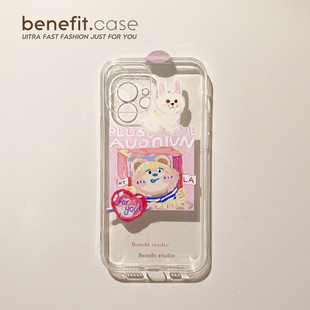 Benefit卡通可爱油画汪17pro16适用15苹果13promax手机壳iphone12mini软14promax套11女xsmax透明ins风r粉8p