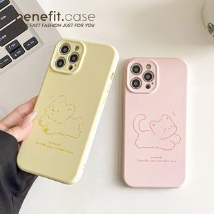 benefit简约线条猫咪狗狗情侣17适用于iphone16promax苹果15PRO手机壳13新款 14套12创意11液态xsmax硅胶xr防