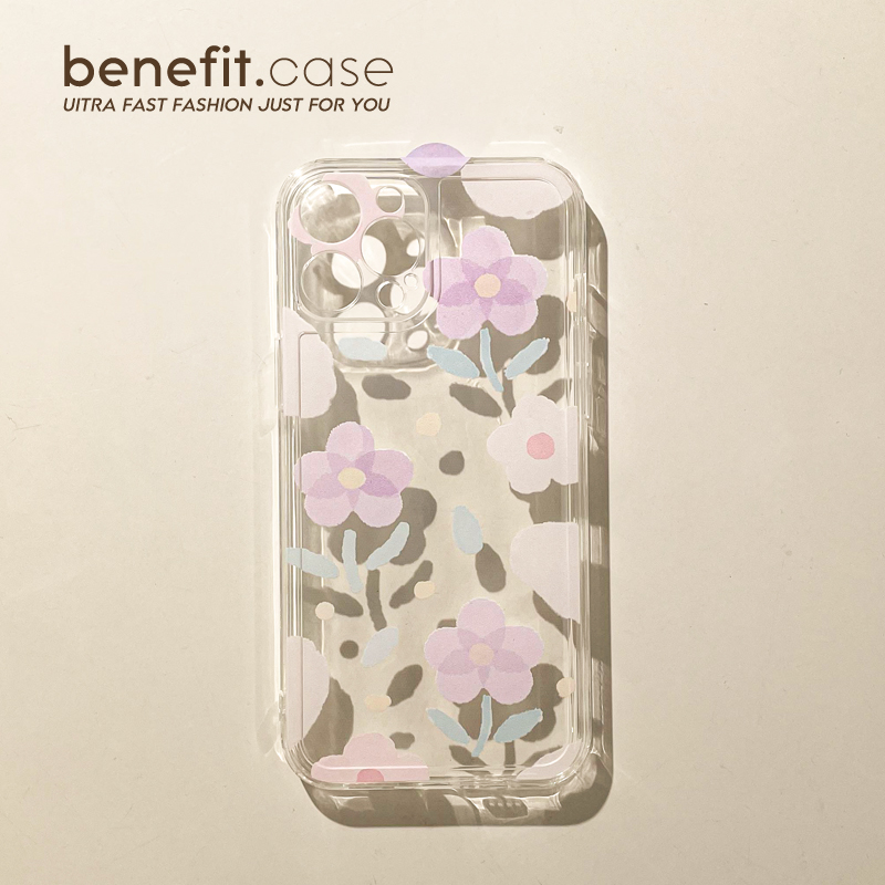 紫色花朵硅胶苹果手机壳简约