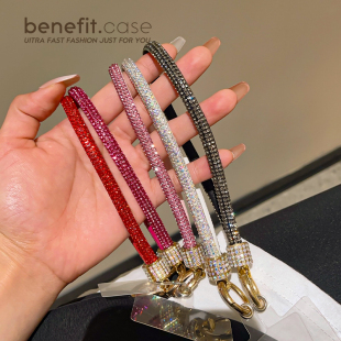 benefit创意手机壳挂件链条吊坠ins风仙女风水晶韩风少女手链新款 彩色水钻挂链防摔手腕带适用所有手机型号