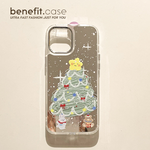 benefit少女心圣诞树小熊17pro16适用于苹果15手机壳13iphone14promax新款 12套11小众xsmax镜面xr硅胶8plus防