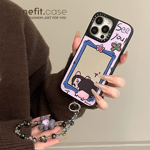 benefit韩风臭美猪猪照镜带水晶小熊手链17适用于iphone16promax苹果15PRO磁吸手机壳13新款 14套12冰川纹防摔