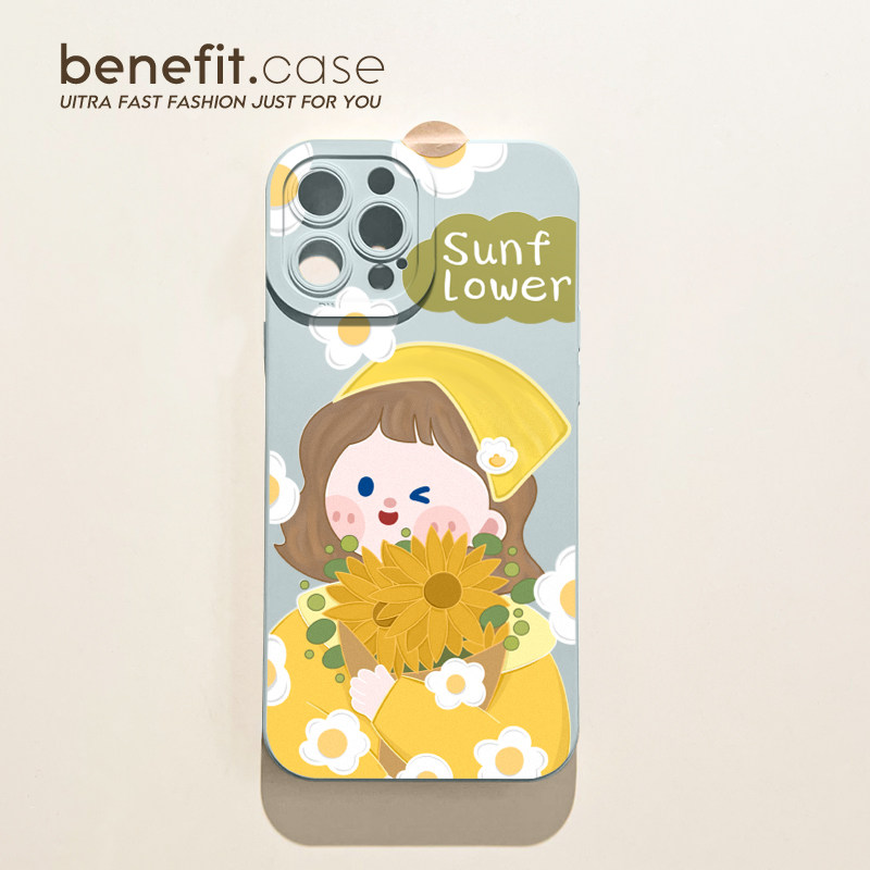 benefit卡通可爱清新捧花女孩17pro16适用15苹果13手机壳iphone14promax新款12套11个性xsmax小众全包8p7p硅,3C数码配件,手机保护套/壳,淘宝优惠券,粉丝福利购,淘宝优惠卷