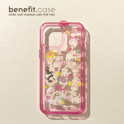 benefit创意可爱猫咪适用iphone15promax苹果13手机壳14promax新款12套11简约xsmax硬壳xr透明8plus防摔7mini