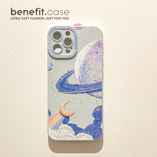 benefit梦幻蓝色星球创意17pro16适用于苹果15手机壳13iphone14promax新款 12套11艺术xsmax全包xr硅胶8plus防
