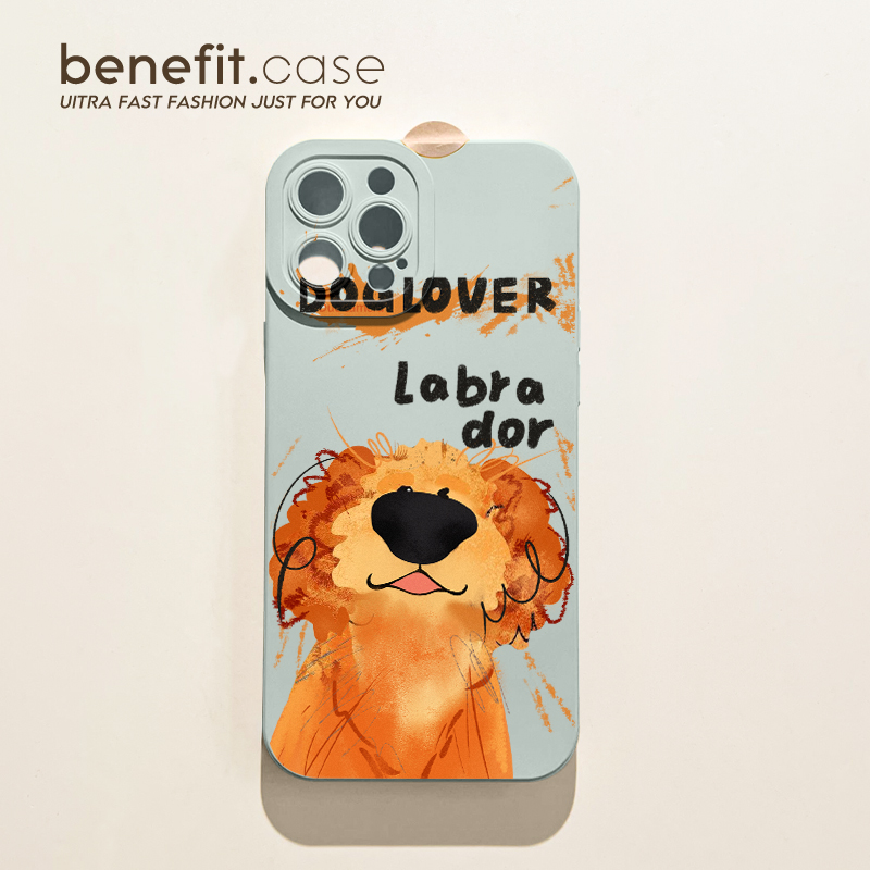 benefit可爱涂鸦狗狗油画17pro16适用于iphone15promax苹果15PRO手机壳13新款14套12小众11全包xsmax硅胶xr防