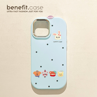 benefit蓝色卡通兔子小熊17pro16适用iphone15promax苹果13手机壳14promax新款 12套11小众软壳硅胶防摔小米15