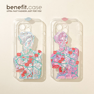 benefit创意花朵艺术雕塑17适用于iphone16promax苹果15PRO手机壳13新款 11透明xsmax硅胶xr防摔8p 14套12个性