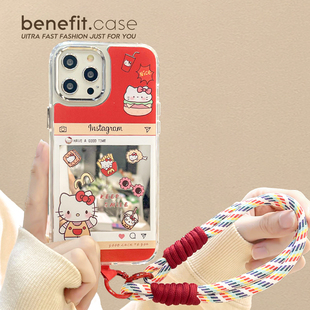 benefit汉堡薯条猫咪带挂绳适用于苹果15手机壳13iphone14promax新款 12套11简约xsmax镜面xr硅胶8plus防摔7女