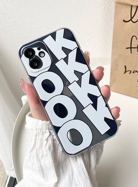 Benefit英文OK字母17pro16适用15苹果13promax手机壳iphone12mini防摔14promax欧美风11xs透明xr简约8p7创意