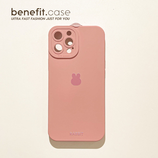Benefit纯色砂粉可爱小兔子17pro16适用苹果13手机壳iphone14promax新款 12保护套11简约xsmax透明xr硅胶8plu