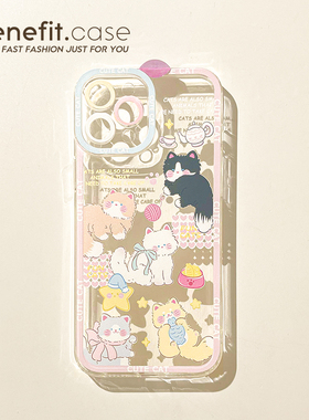 benefit韩ins风可爱猫咪17pro16适用于15苹果13手机壳iphone14promax新款12套11创意xsmax透明xr全包软8plus