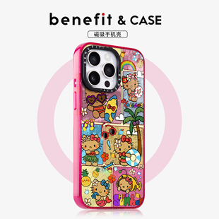 benefit拼接风夏日个性 14防摔12冰川纹彩色边框 黑皮凯蒂猫17适用于iphone16promax苹果15PRO磁吸手机壳13新款