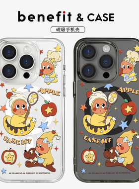 benefit超萌苹果卡通小人17适用于iphone16promax苹果15PRO黑色透明磁吸手机壳13新款14防摔保护套12情侣