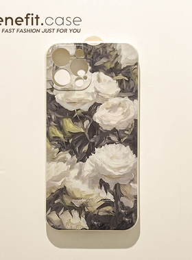 benefit复古油画山茶花17适用于iphone16promax苹果15PRO手机壳13新款14套12创意11全包xsmax硅胶xr防摔8plu