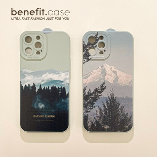 benefit远山风景绿色树林17适用于iphone16promax苹果15PRO手机壳13新款 14套12创意11全包xsmax硅胶xr防摔8p