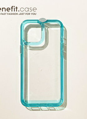 Benefit简约ins蓝边框高级硬壳适用15苹果13手机壳iphone14promax新款12保护套11创意xsmax透明xr硅胶8plus女