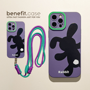 benefit简约趴趴兔带挂绳16适用于iphone15promax苹果15PRO手机壳13新款 14套12创意11全包xsmax硅胶xr防摔8p7