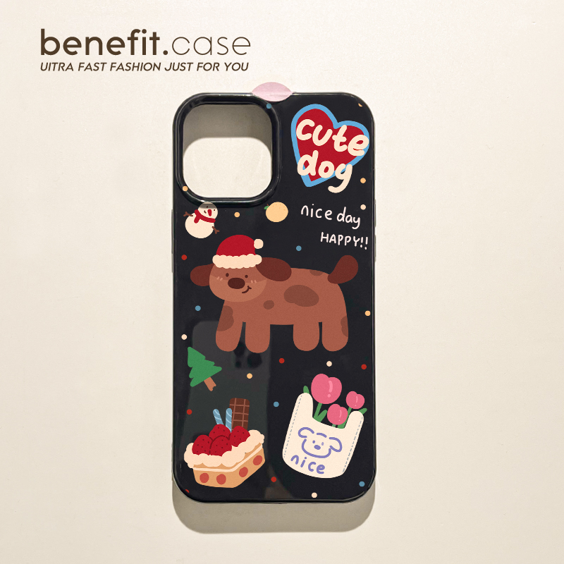 benefit趣味可爱圣诞小狗涂鸦17pro16适用于苹果15手机壳13iphone14promax新款12套11个性xsmax全包xr硅胶8p