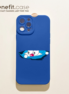 benefit可爱偷看蓝胖子17适用于iphone16promax苹果15PRO手机壳13新款14套12创意11全包xsmax硅胶xr防摔8plu