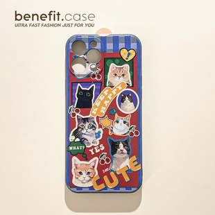 benefit创意卡通樱桃猫咪17pro16适用于苹果15手机壳13iphone14promax新款 12套11可爱xsmax全包xr硅胶8plus防