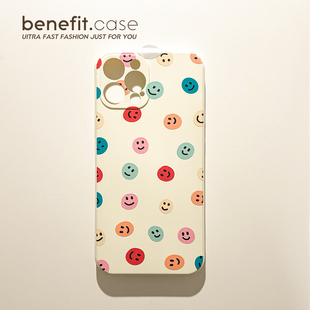 benefit趣味满屏彩色笑脸17pro16适用于iphone15promax苹果15PRO手机壳13新款 14套12创意11全包xsmax硅胶xr防