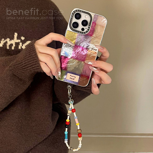 元气壳冰川纹磁吸手机壳带手链