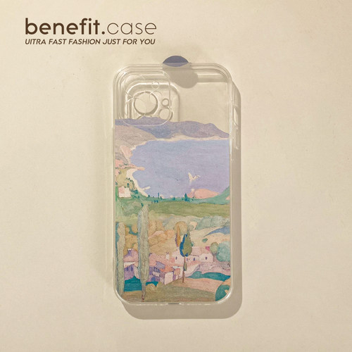 benefit简约油画海边手机壳