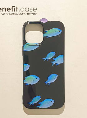 benefit蓝色海底小鱼17pro16适用iphone15promax苹果13手机壳14promax新款12套11创意xsmax全包xr硅胶8plus防
