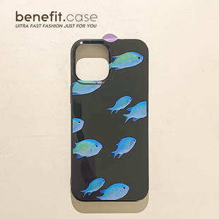 benefit蓝色海底小鱼17pro16适用iphone15promax苹果13手机壳14promax新款 12套11创意xsmax全包xr硅胶8plus防