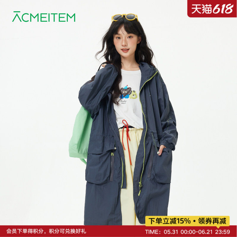 ACMEITEM爱棵米 户外连帽长款风衣大口袋设计感扩版外套男女