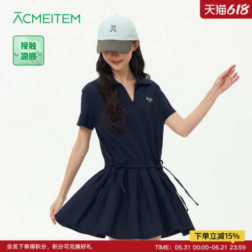 ACMEITEM爱棵米 户外运动Polo连衣裙V领休闲凉感翻领合体裙子女