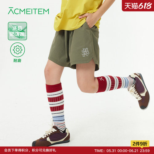 ACMEITEM爱棵米 户外防泼水反光印花运动短裤宽松夏季防晒裤男女