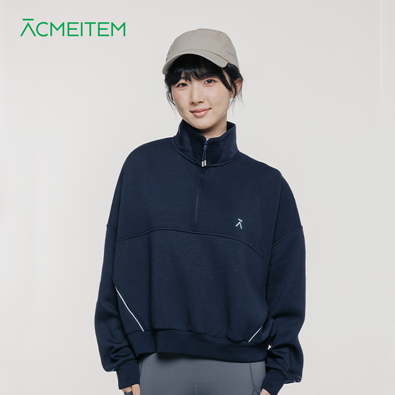 ACMEITEM爱棵米 户外骑行女士立领廓形卫衣休闲宽松长袖短款上衣