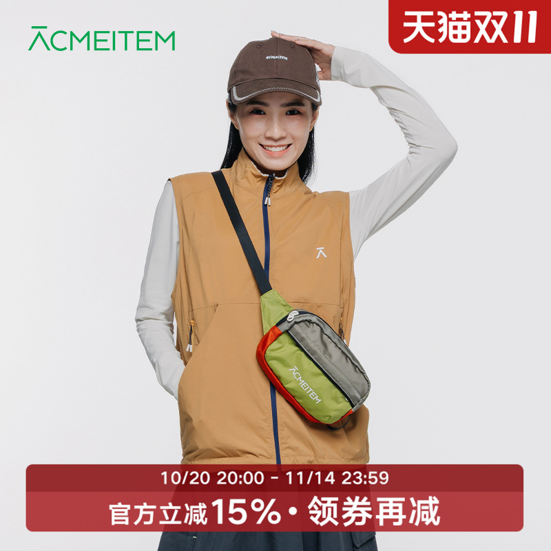 ACMEITEM爱棵米 户外运动立领马甲多口袋工装背心微宽松上衣男女