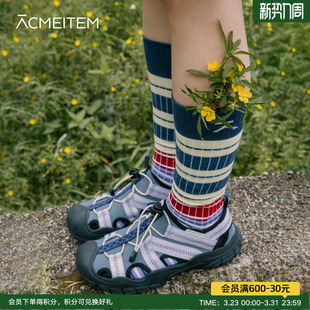 ACMEITEM爱棵米 条纹长筒袜子休闲彩色袜子情侣男女 26春新品