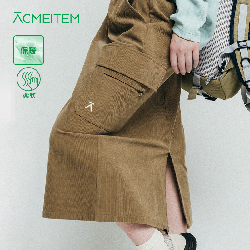 ACMEITEM爱棵米 户外灯芯绒半裙开叉大口袋休闲半身裙子女士