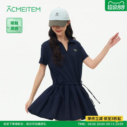 ACMEITEM爱棵米 户外运动Polo连衣裙V领休闲凉感翻领合体裙子女