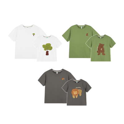 ACMEITEM爱棵米 亲子户外轻量吸湿速干短袖森林剧场印花T恤男女