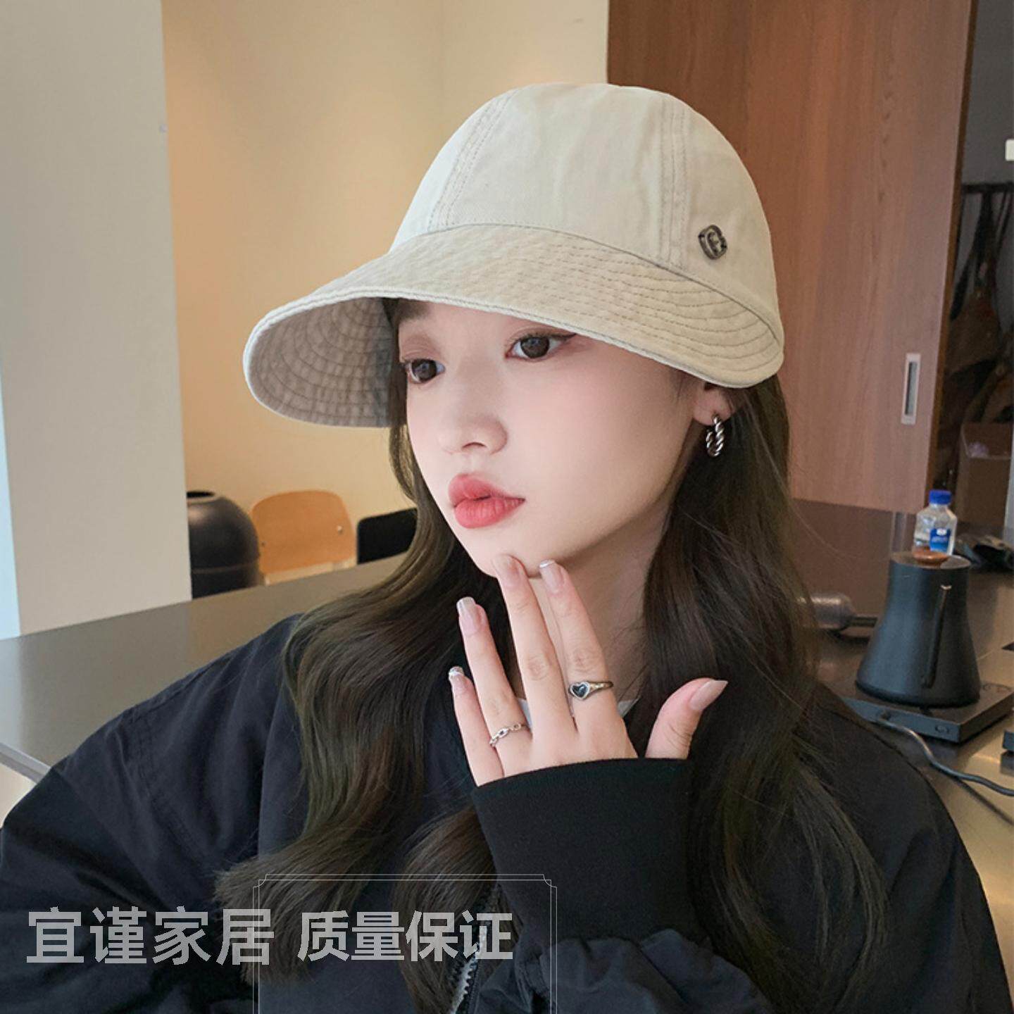 新款鸭舌帽女士春秋时尚牛仔宽檐显脸小渔夫帽大檐棒球大头围帽潮