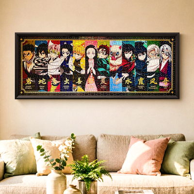 鬼灭之刃拼图框1000片88x33拼图相框装裱拼图75x50x70画框架定做