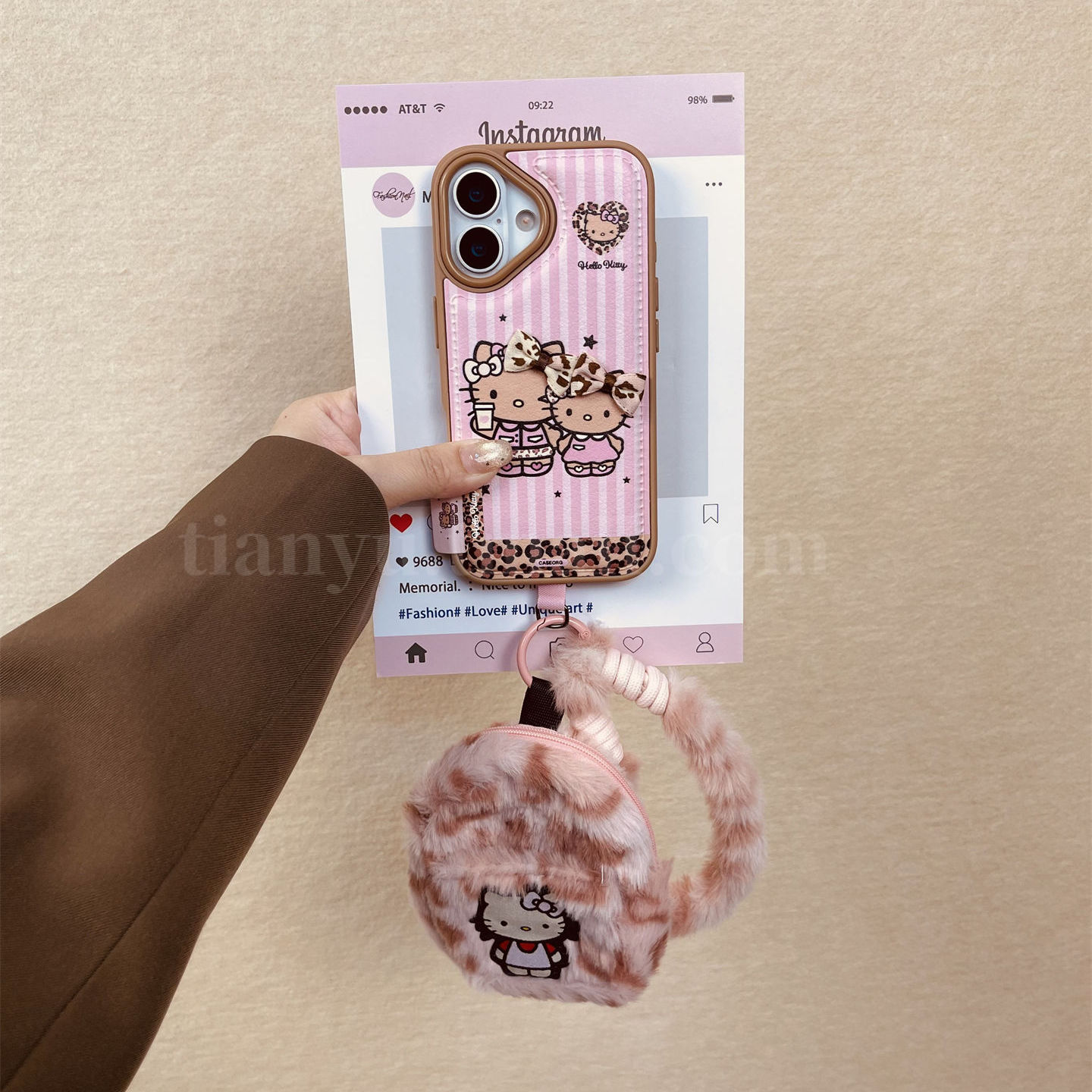 iphone系列少女心豹纹kt猫手机壳