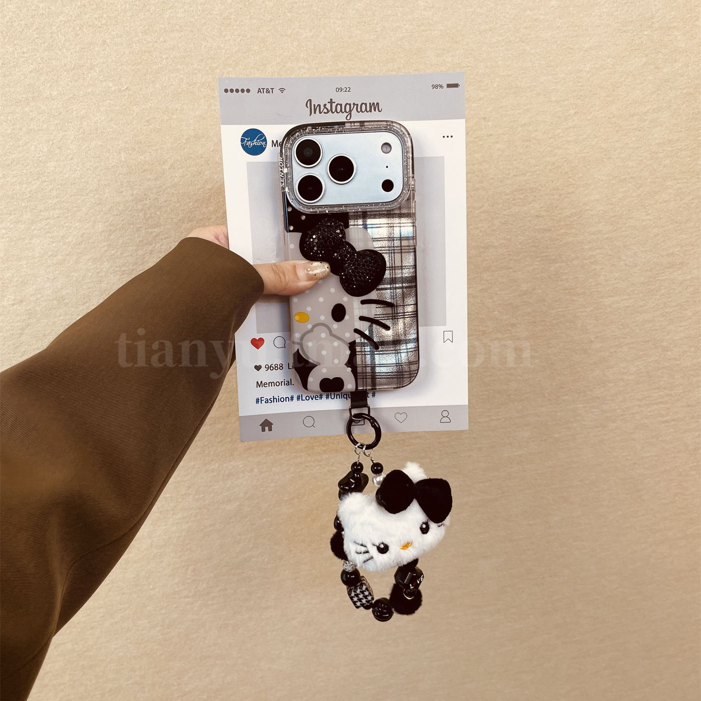 华为系列暗黑风kt蝴蝶结手机壳