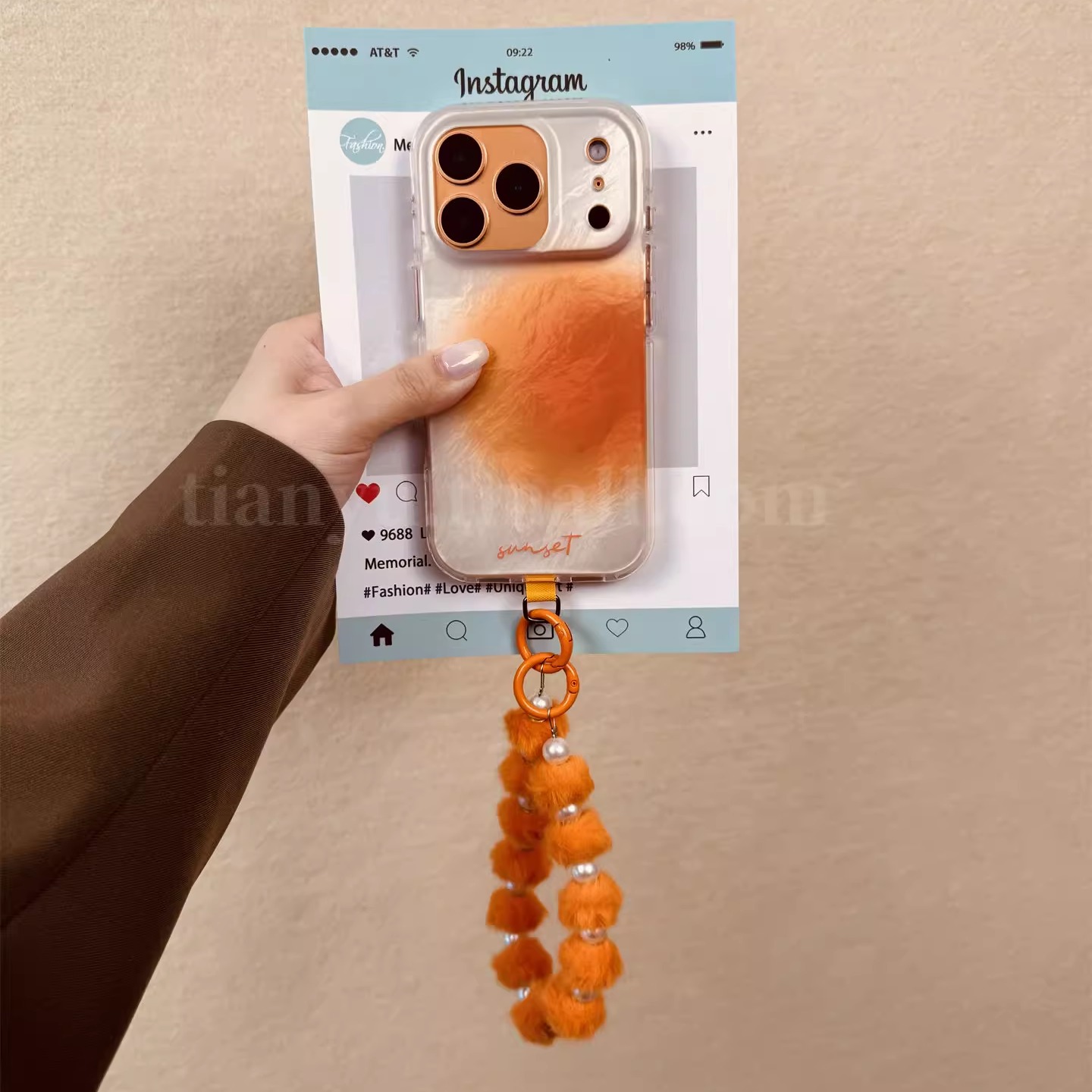 iphone系列小众晕染橙色手机壳